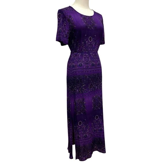 VINTAGE Carole Little Purple Crinkled Rayon Paisley Skirt & Top Set size 10P - Picture 9 of 14
